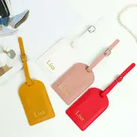 Customized Letters Smooth PU Leather Classic Ultra-Thin Travel Aviation Luggage Tag Signature Luggage Label 3