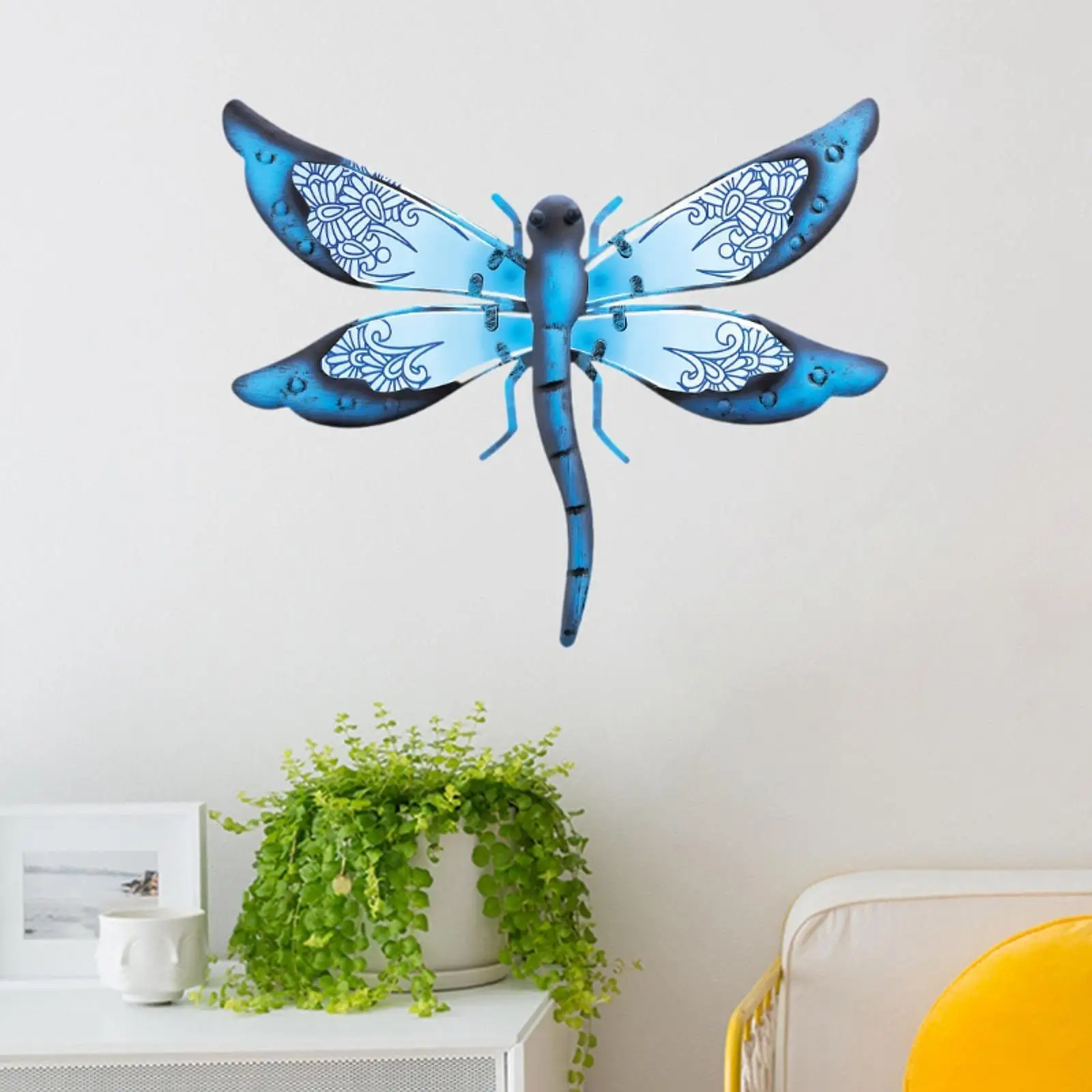 

Metal Dragonfly Wall Decor Hanging Decorations Patio Farmhouse Bedroom Yard Weather Resistant Indoor Garden Dragonfly Decor