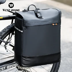 WEST BIKING 30L Large Capacity Bike Pannier Waterproof Reflective Bicycle Seat Bag Luggage Carrier MTB Road Cycling Trunk Bag