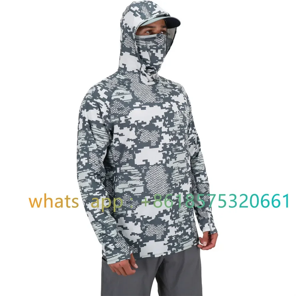 Aftco Upf 50+ Mens Long Sleeve Performance Fishing Hiking Shirt With Mask Uv Neck Gaiter Hoodie Breathable Moisture 2023