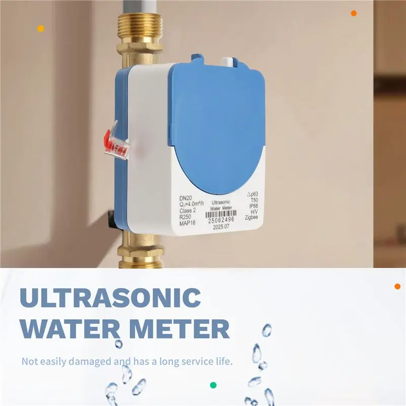 Tuya Zigbee Smart Ultrasonic Water Meter DN20 LCD Digital Display Water Quantity Flow Consumption Measurement IP68 Works