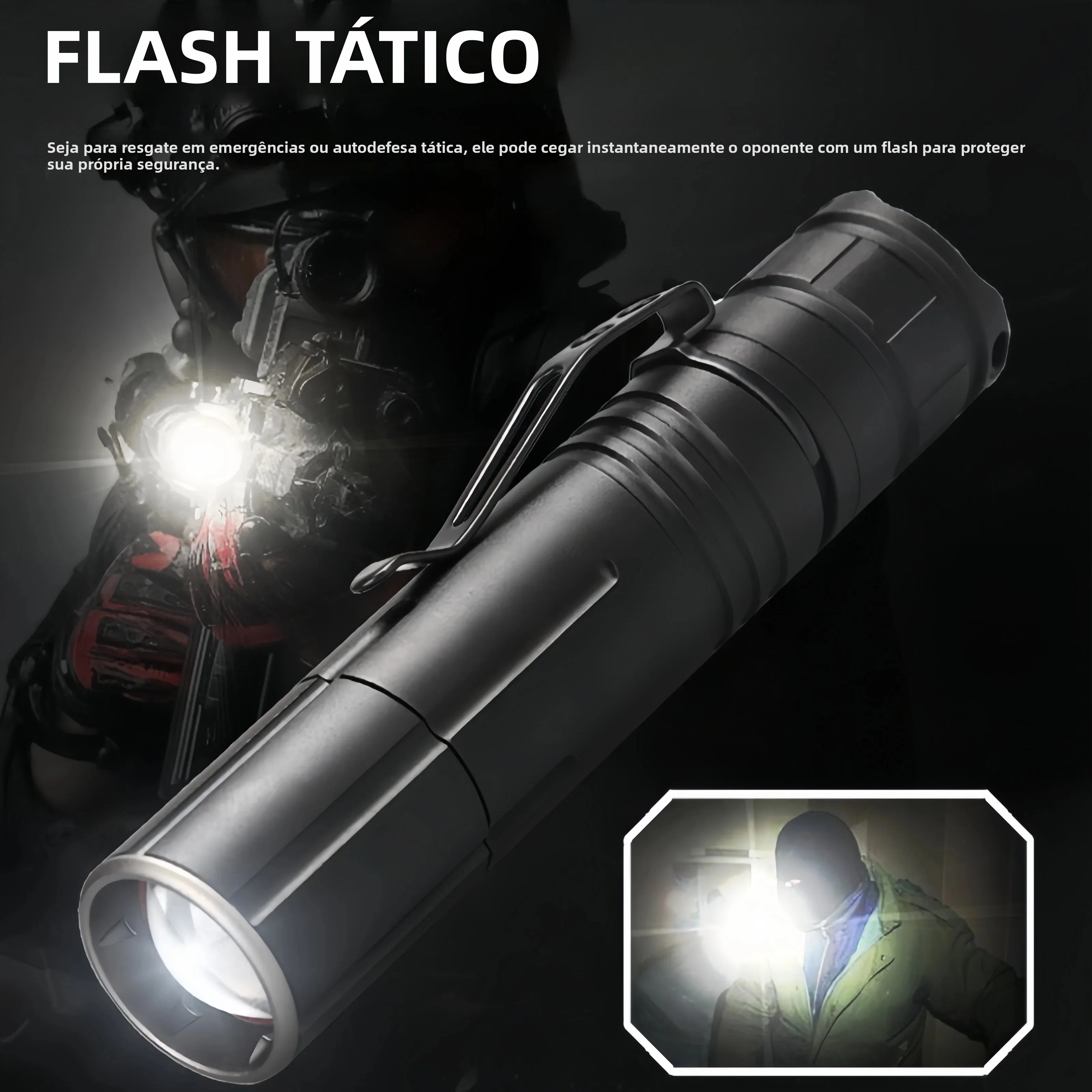 JIASHUAIXIN Novo XHP50 Zoom Tipo-C Carregamento Compacto e Leve Caneta Clipe Luz Forte M09 Lanterna Tática