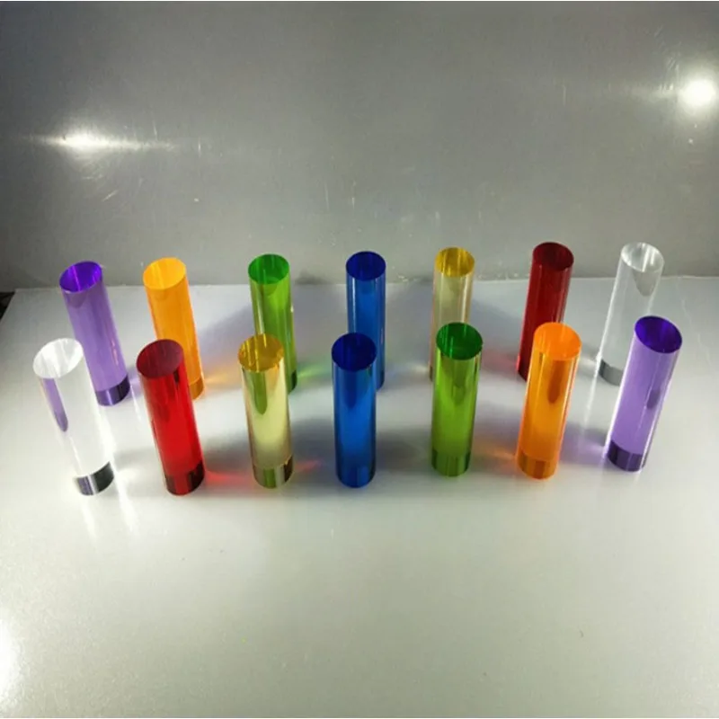 30 pezzi 0,79"ODx3"(76mm) L aste di centraggio in acrilico di colore trasparente 20 mm di diametro rosso arancione blu giallo verde viola per lavagna luminosa del bambino