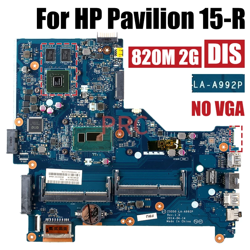 Imagem -04 - Placa-mãe para Laptop hp Pavilion 15-r La-a992p I34th Gen 820m 2g no Vga 7598755011 775394001 Notebook Mainboard