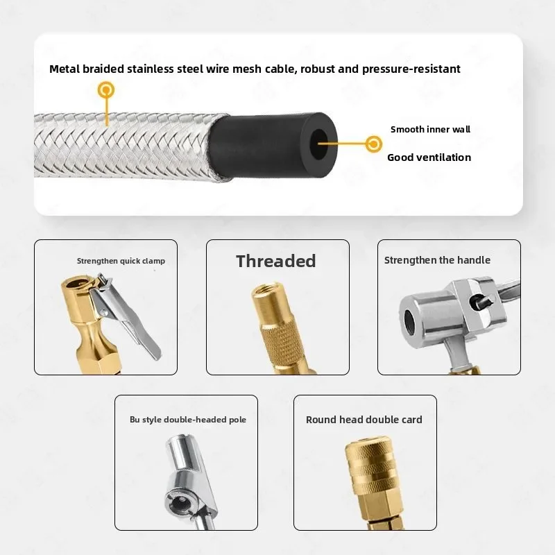 NEW High Precision Automotive Tire Inflation Pressure Gauge Stainless Steel Tube Digital Display Tire Pressure Gauge