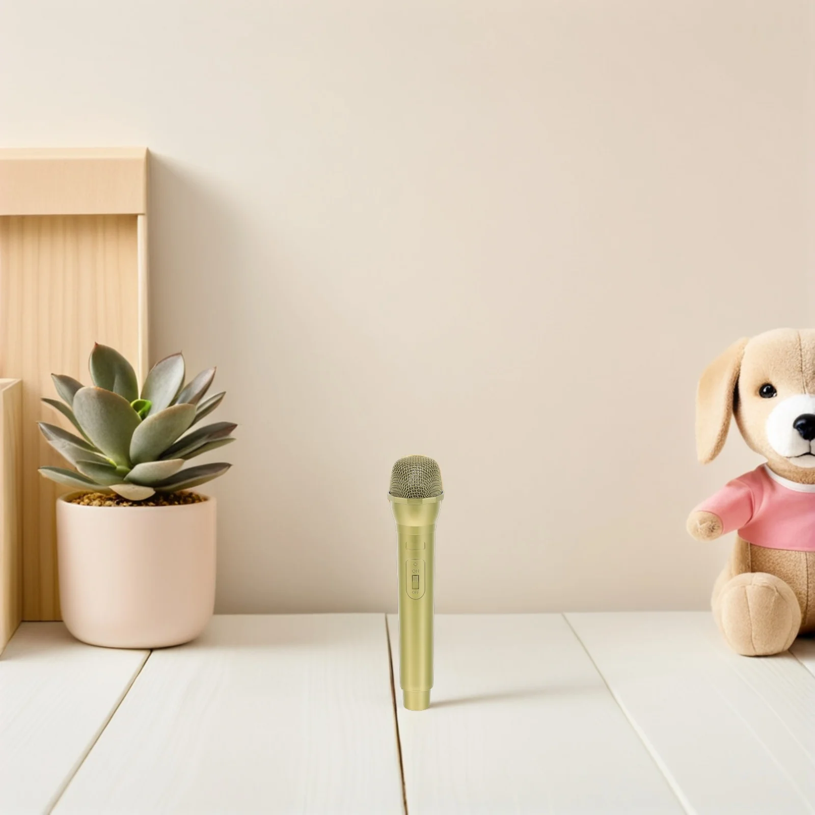 2개 세트 가짜 마이크 소품 금색 사실적인 모형 어린이 놀이용 카라오케 공연 무대 의상 파티 용품