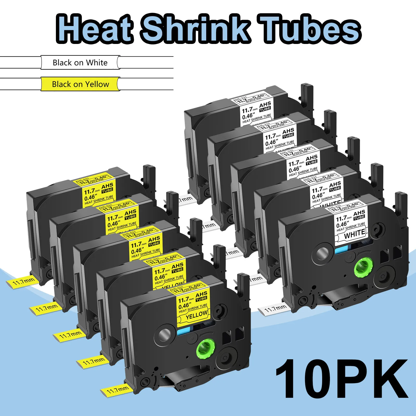 

3-20PCS Heat Shrink Tubes Compatible for Brother HS HSe-231 631 5.8mm-23.6mm Label Tape for P-Touch PT-1010 PT-E500 Label Maker