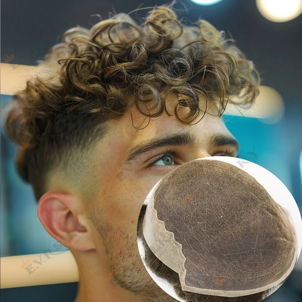 

26 мм свободные вьющиеся Q6 швейцарские кружевные мужские парики блондинка 22р # Индийские человеческие волосы, мужской парик, темно-коричневый, серый, черный, замена волос, протез