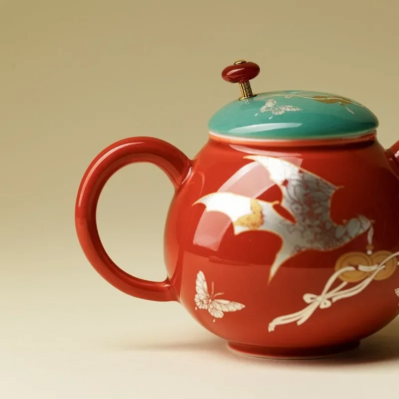 New Chinese-style Guochao Bat Judiezhen teapot, high-end gold and silver ceramics, Kung Fu tea set, tea brewer
