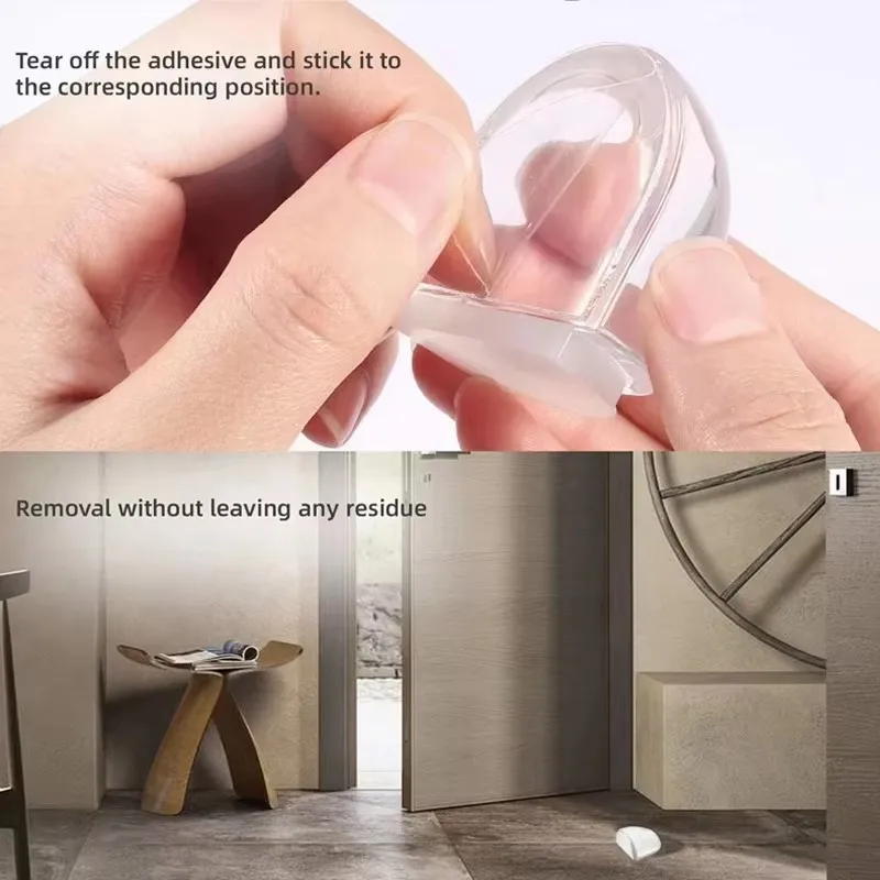 Transparent Silicone Door Stopper Floor Mounted Anti Bump Pad No Drill Home Office Safety Protection Door Stop Home Improvement view 5
