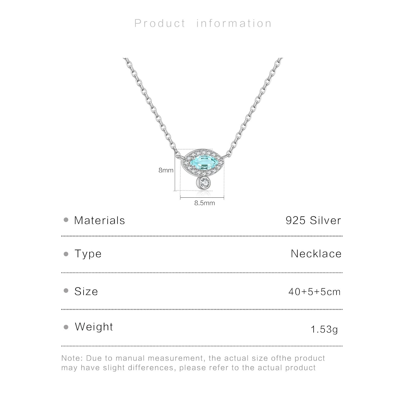 ANDYWEN 925 Sterling Silver Lighter Blue Zircon Queen Pendant Long Chain Necklace Choker New 2022 Women Evil Eye Jewelry Gift