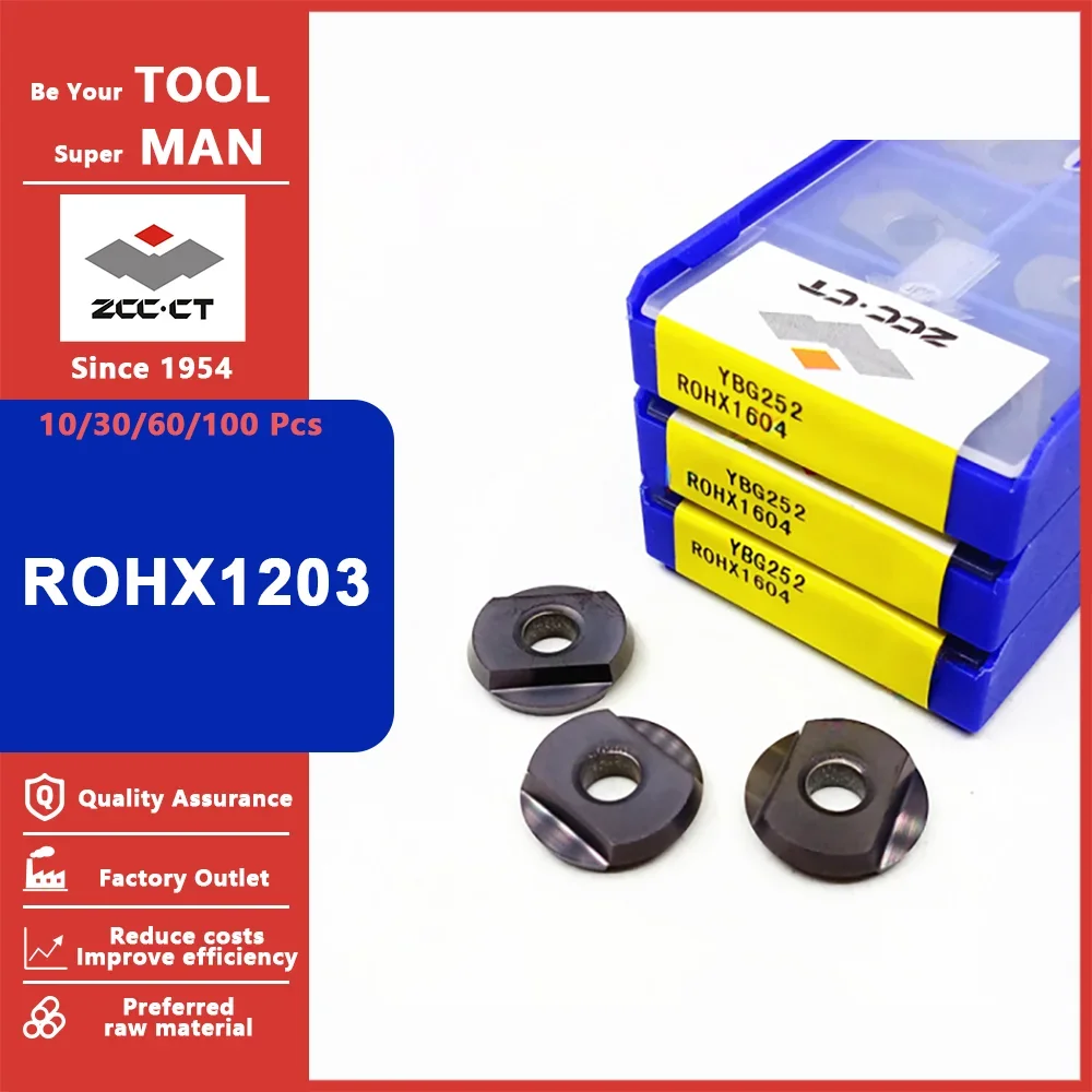

ZCC.CT ROHX1203 YBG202 YBG252 Carbide Milling Inserts ROHX 1203 ZCC Original Turning Blades CNC Cutting Plates