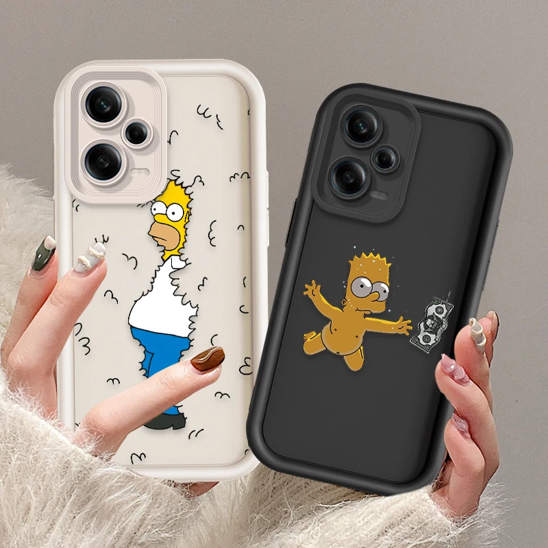 The Simpsons Homer Bart For Redmi Note 13 12 11 10 9 Pro Plus 5G POCO F3 F4 F5 X3 X4 X5 GT Soft Eye Ladder Phone Case