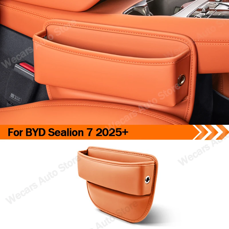 

For BYD Sealion 7 2025+ Front Seat Gap Storage Box Leather Storage Compartment Interior Storage Auto Accessories 2PCS