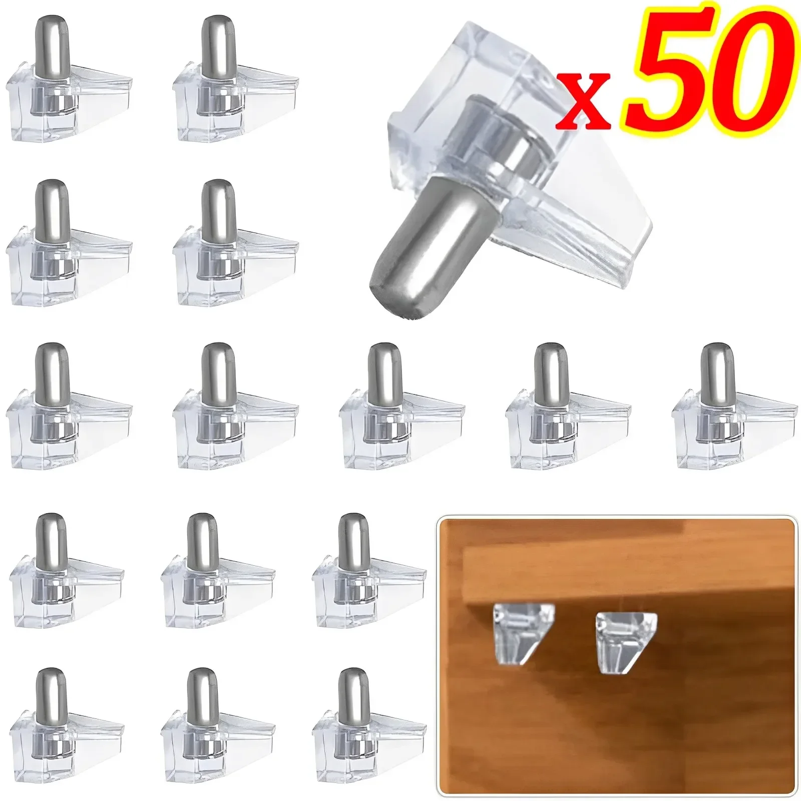 

50/5PCS Transparent Shelf Stud Pegs Plastic Laminate Support Fixed Cabinet Shelves Glass Plate Support Furniture Bracket Holder