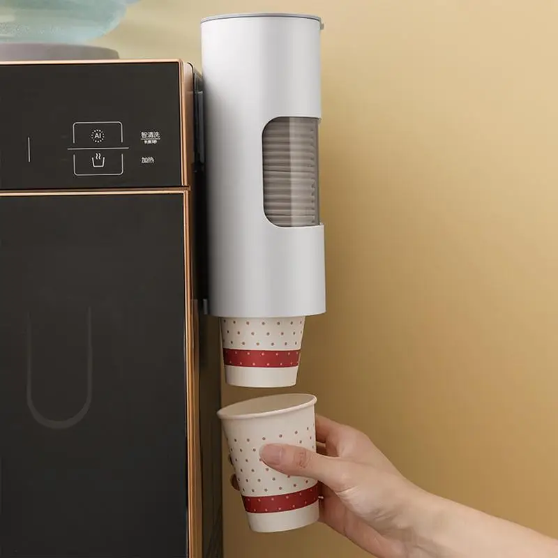 1pcs ABS Plastic Pull Type Two Tube Cup Dispenser Wall Mounted Rack Cup Container save space Home Organizer supplies dust proof