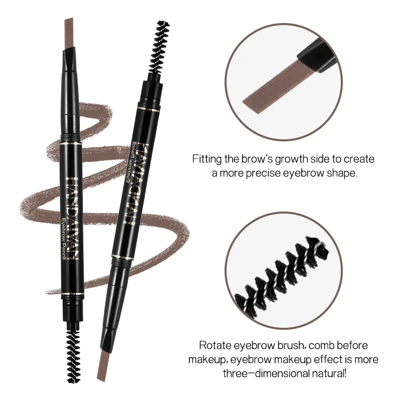 HANDAIYAN Makeup Double-head Eyebrow Enhancer Eye Brow Shaping Drawing Black Pencil with Brush Make Up Cosmetic Tool Brows Tint