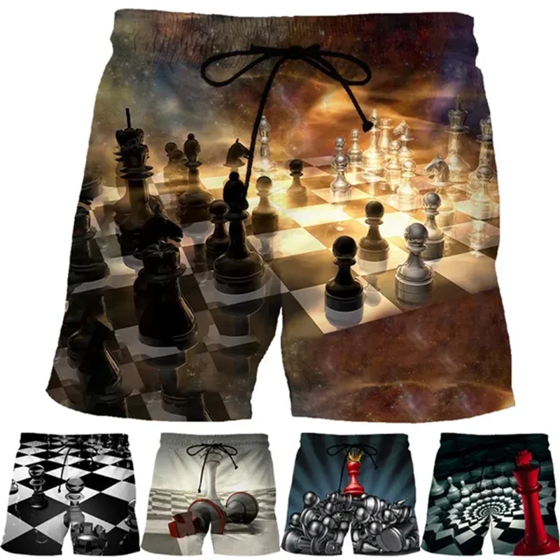 Retro 3d Printed Chess Short Pants Summer Fashion Personality Casual Beach Shorts Hip Hop Unisex Street Cool Surf Board Shorts