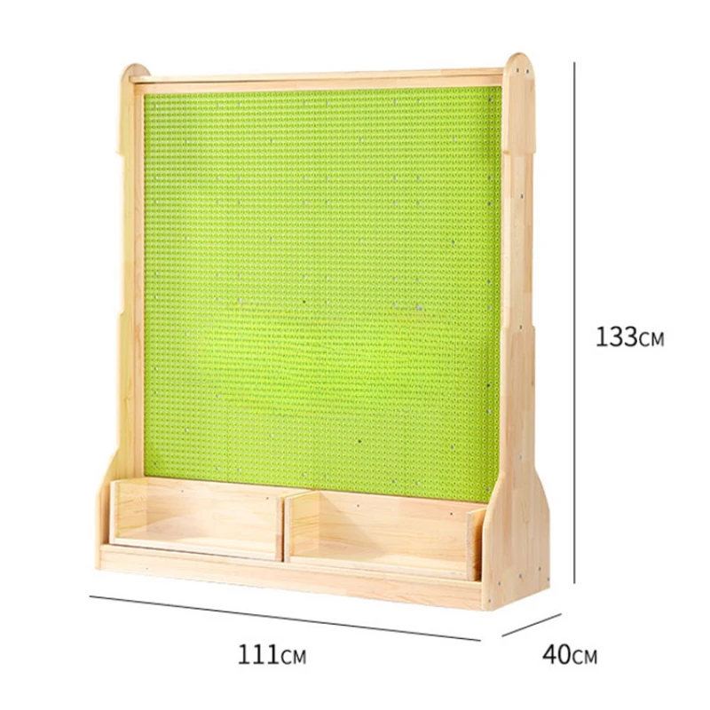 

Freestanding double-sided wooden pole wall building block gear game children's building toy