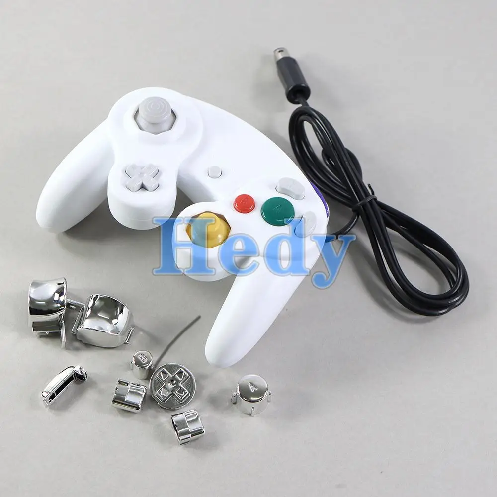 50 комплектов для контроллера Gamecube NGC, позолоченные гальванические кнопки, клавиши ABXY Z, кнопки L R, сменные аксессуары