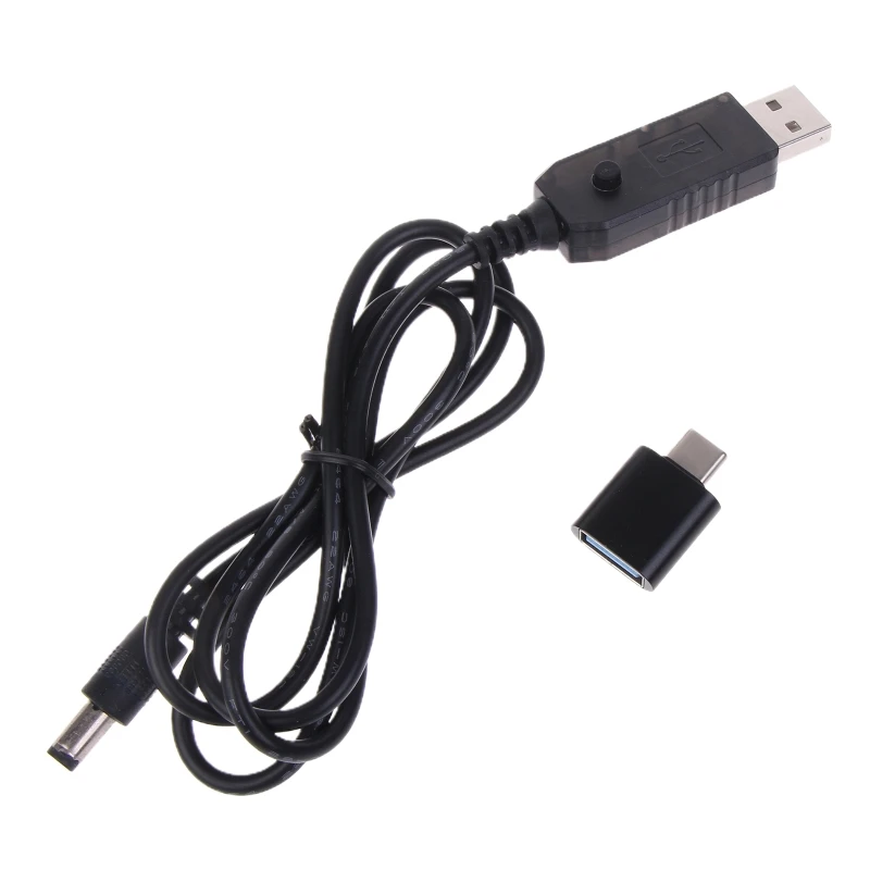 Y1UB QC3.0 USB Type C PD to 5V-12V 1.5A djustable Voltage 5.5x2.1mm Power Supply Cable for Routers Speaker Camera LED Light