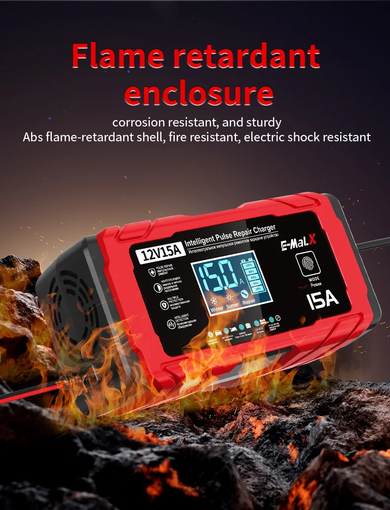 12V 15A 8A Auto- und Motorrad-Smart-Batterieladegerät für Lifepo4 Blei-Säure AGM Digital-Touchscreen Lithium-Eisenphosphat-Ladegerät – Detail 32