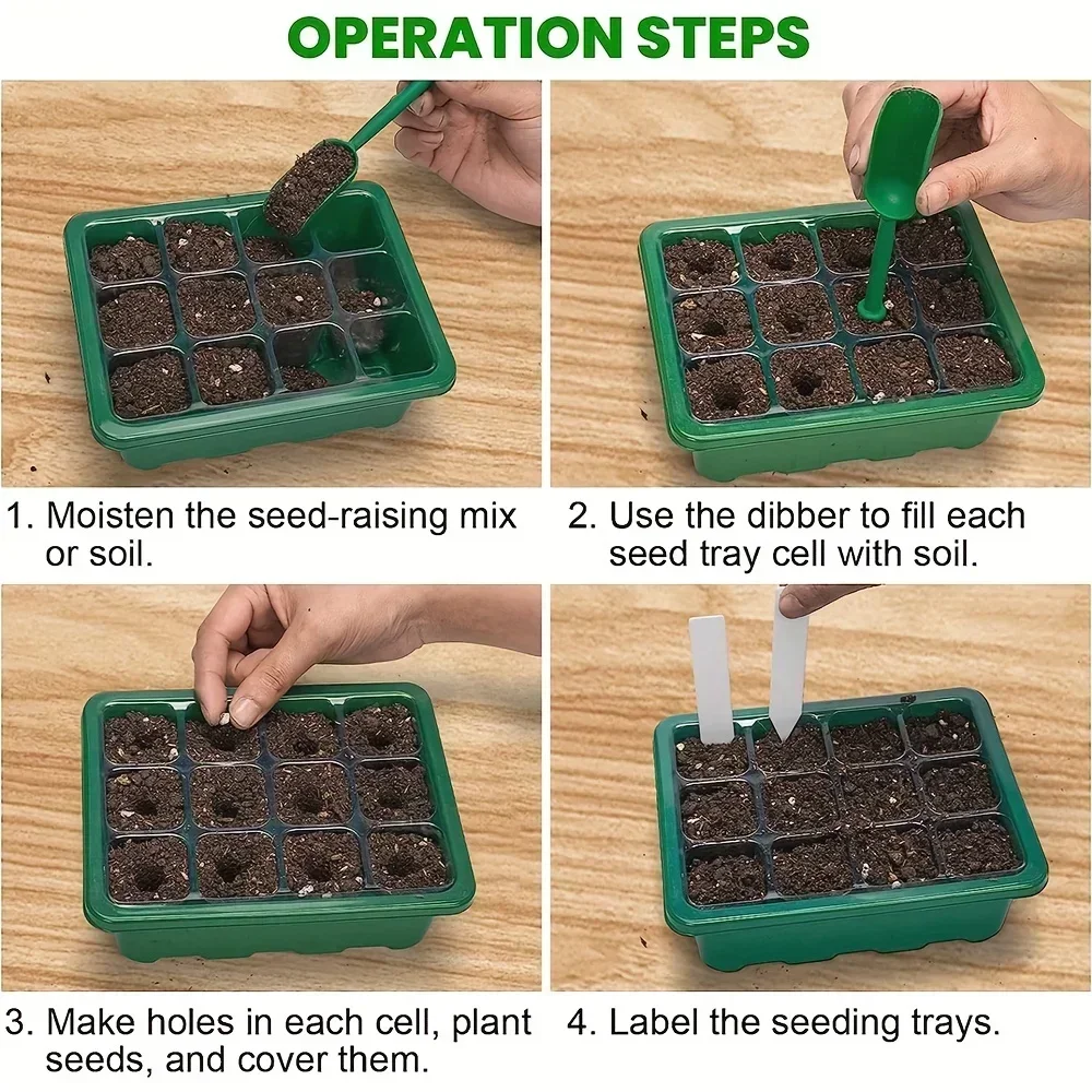 

1/5PCS Plant Growth Lamp 12-Cell Indoor Propagator Set with Transparent Dome Floor Mount Plastic Greenhouse for Plant Seedlings