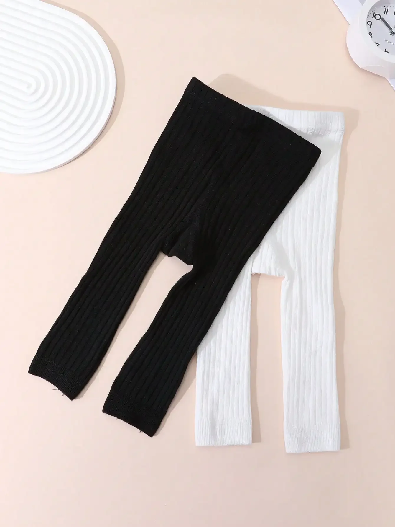 2er-Pack gerippte Mädchen-Leggings, knöchellange Strickstrumpfhosen für Kleinkinder, weiche, dehnbare Kinder-Basishosen, lässige Unterhosen für 0-6-jährige Babys, ideal für den täglichen Gebrauch – Detail 8