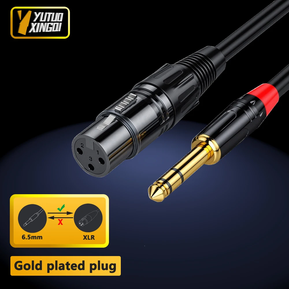 Cable de Audio hembra de 6,5mm a XLR, Cable de Audio de altavoz mezclador de micrófono equilibrado XLR de dos núcleos grandes de 6,35 1m 2m 3m