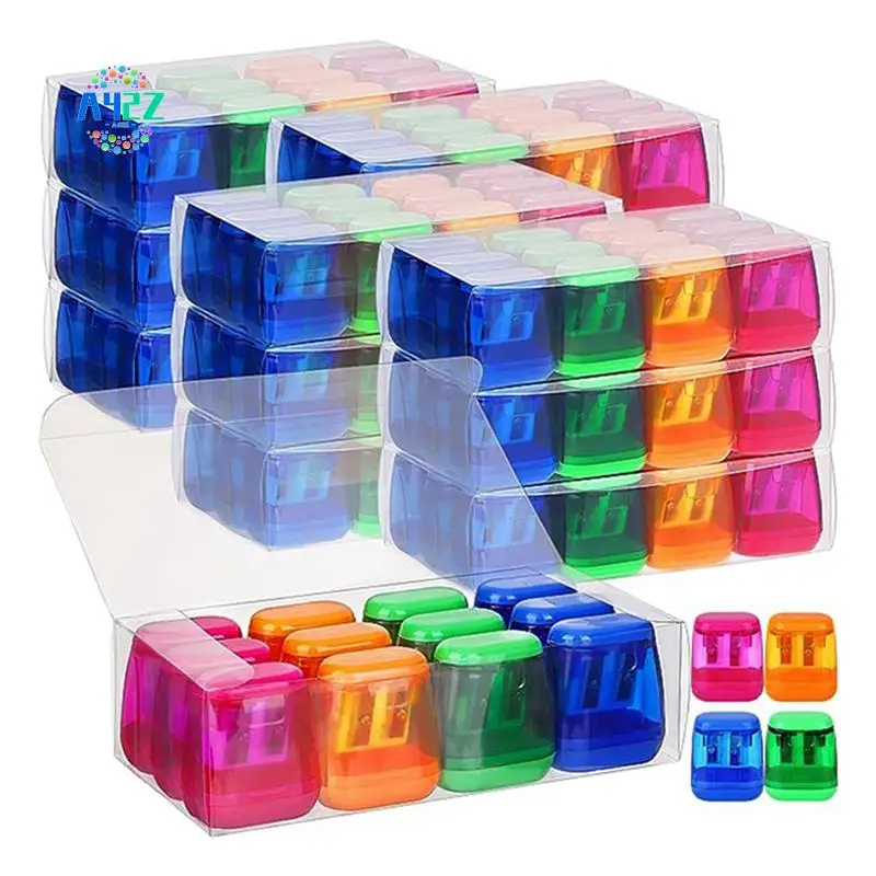 

A42Z-96 Double-Hole Pencil Sharpeners, Plastic Pencil Sharpeners With Lids, Pencil Sharpeners, School Supplies Easy To Use