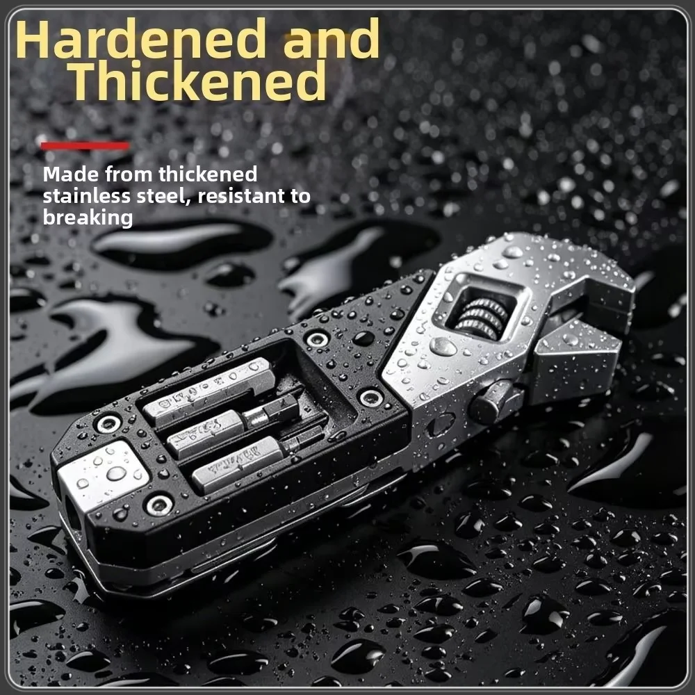 Durable Stainless Steel Adjustable Wrench High Hardness Anti Rust Pocket Hand Tool Folding Wrench