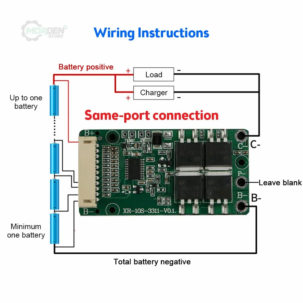 BMS 10S 36V 15A Li-ion Lipolymer 18650 Battery Charge Board Short Circuit Protection Port For Ebike Escooter Battery Protection