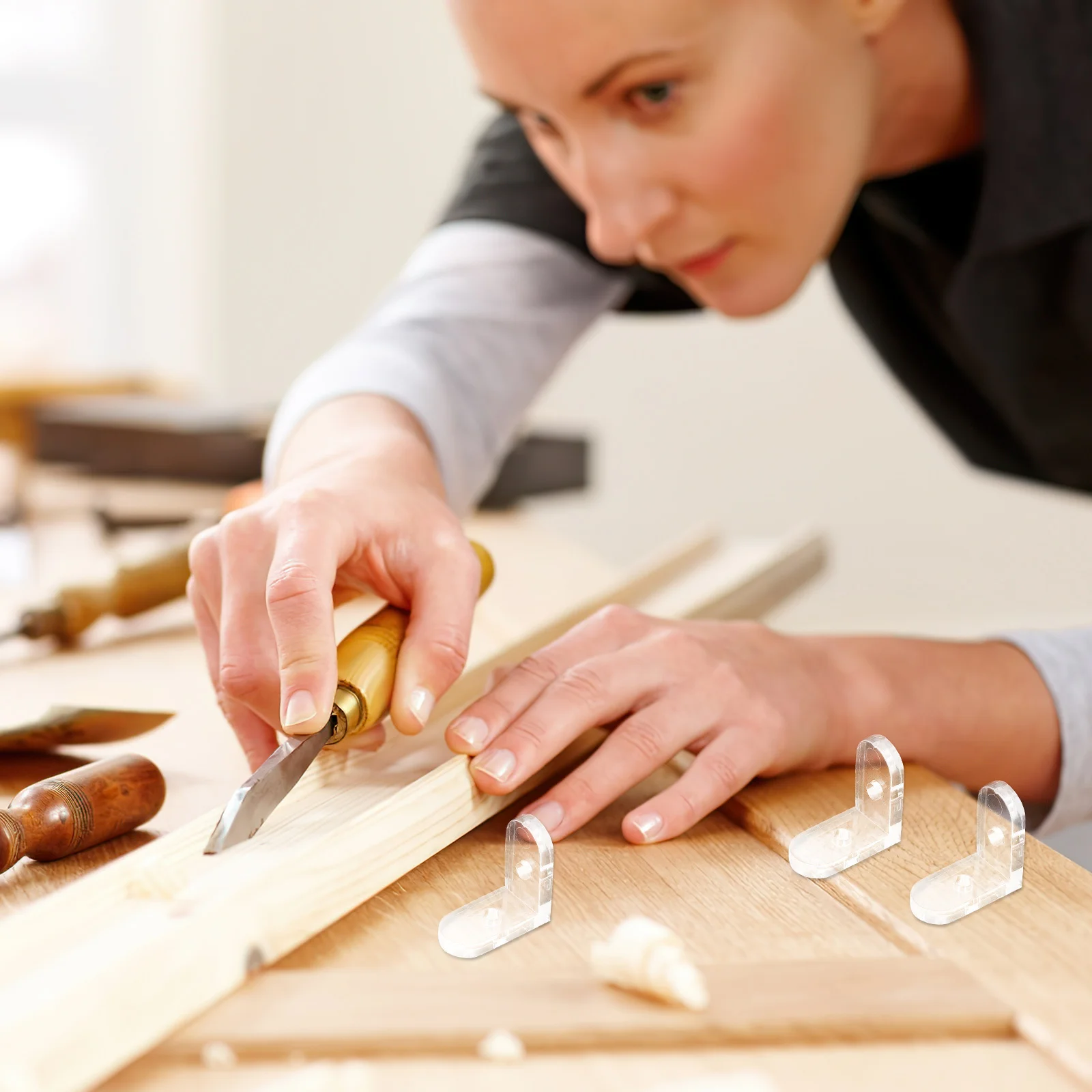 

10Pcs Acrylic Clear Corner Brackets Transparent L-Shaped Connectors for Furniture Panels 3-4mm Display Box Edge Protection