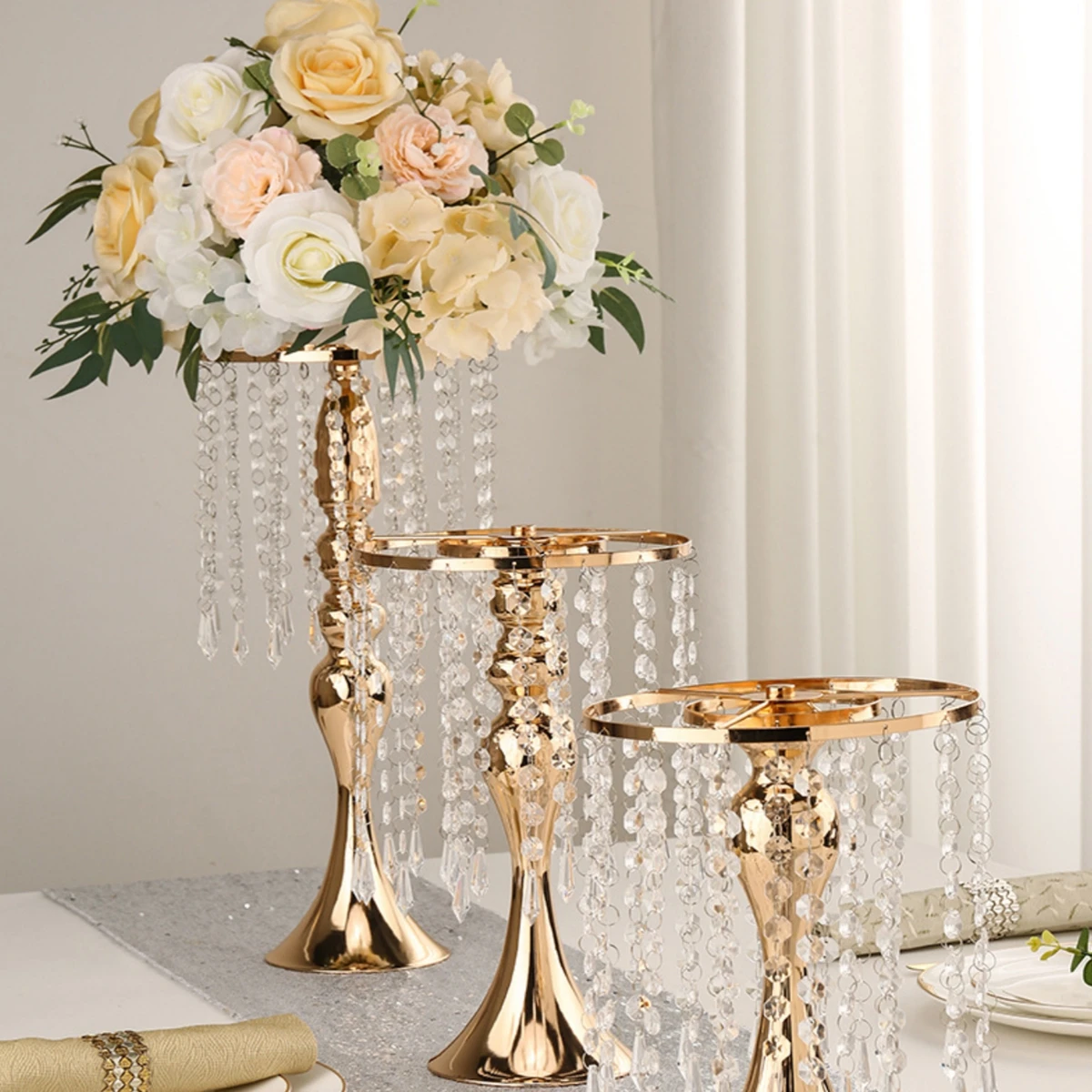 4pcs/10pcs)40cm to 100cmGold Flower Stand Clear Tall  Flower Rack Holder Display for Wedding Table Centerpieces Decoration Aw007