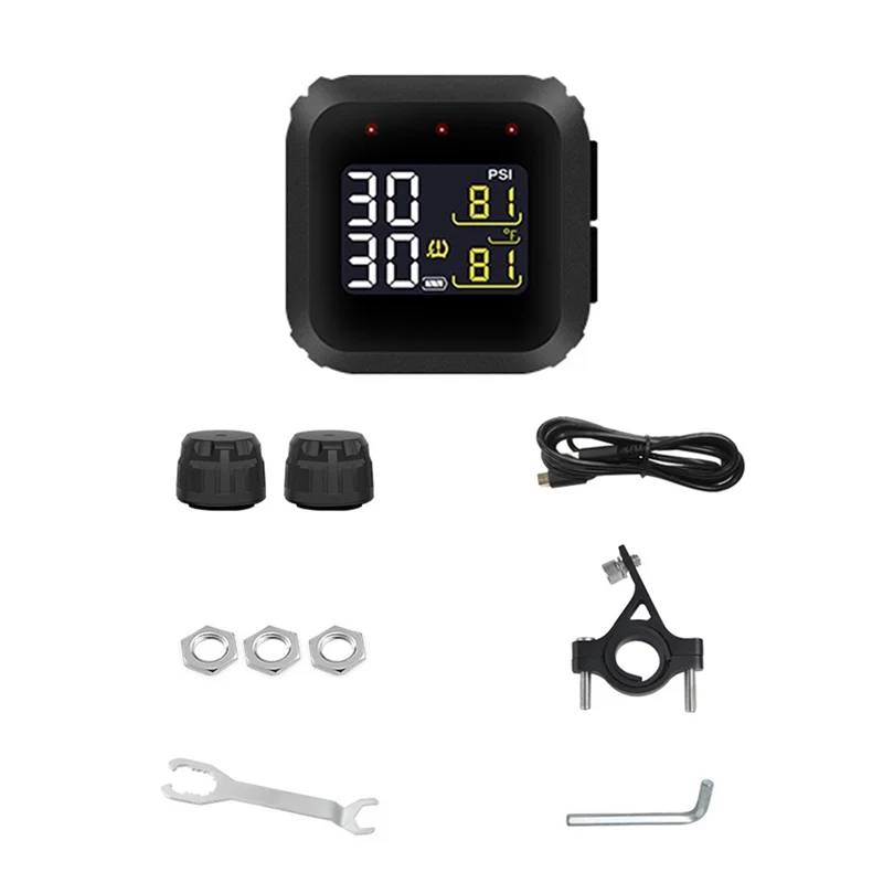 

AU34-Wireless M3X TPMS Tire Pressure Monitoring System Real Time LCD Display External Sensors For Motorcycles Waterproof