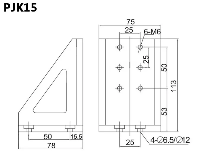 PJK15 Right Angle Adapter, Right Angle Fixed Plate Base - view 3