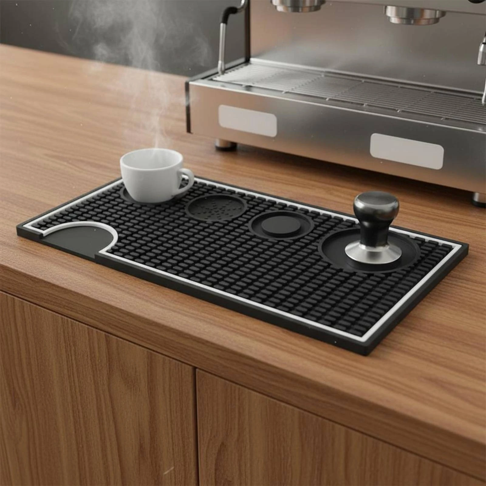 Silicone Espresso Tamper Mat Easy to Clean Coffee Tamping Mat Espresso Corner Tamping Pad Durable for Baristas
