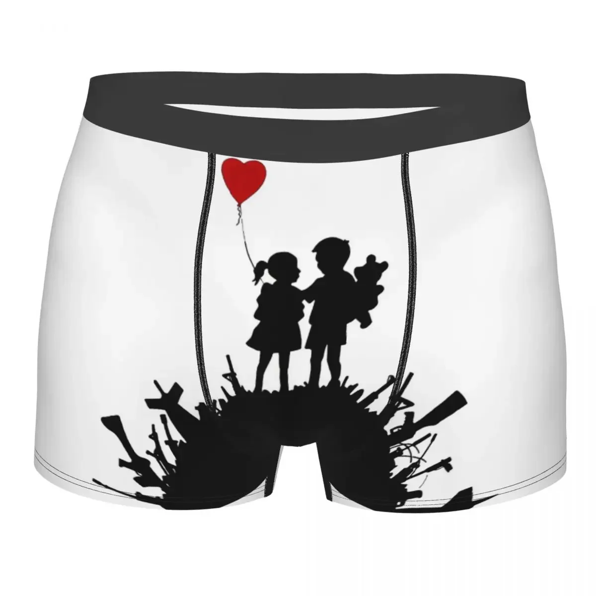 Banksy Boy Girl GUN HILL LOVE Underpants Homme Panties Man Underwear Sexy Shorts Boxer Briefs