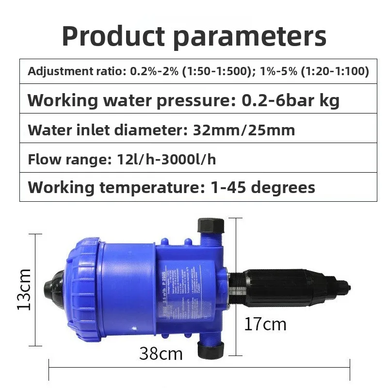 Water Powered Auto Prop. Dosing Pump for Livestock – Hydraulic Chemical Dilution & Fertilizer Injector for Pig, Poultry & Farm