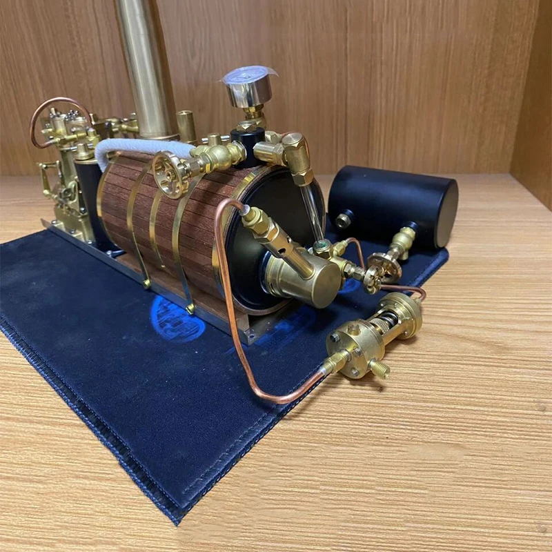 Reciprocating Steam Engine Model Horizontal in-line Two-cylinder Steam Power Device Metal Boutique Cool Toy Collection