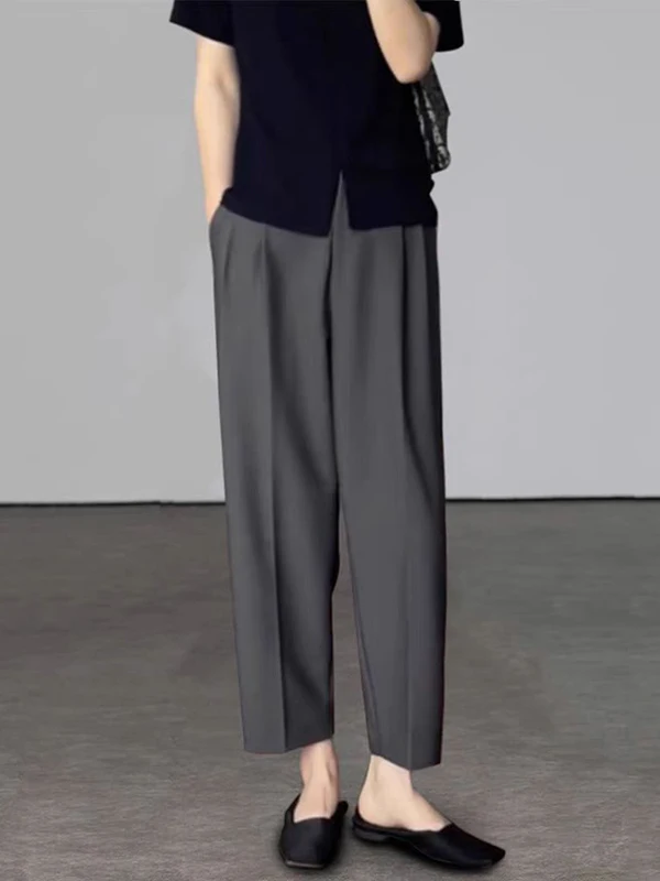 Fashion High Waist Drapey Straight Leg Wide Leg Pants Spring New Arrival Women's Design Small Size Elegant Commute Style