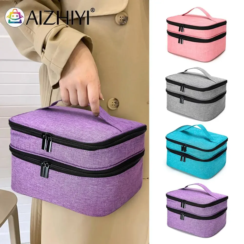 

Cosmetic Essential Oil Perfume Handbag Double Layer Nail Polish Box Large Capacity Perfume Lipstick Organizer for Travel Daily