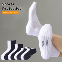 1/5 Pairs Men's Terry Sports Socks Sweat-Wicking Anti Smell Ankle/Mid-Calf for Basketball Running Trendy Breathable Cotton Socks