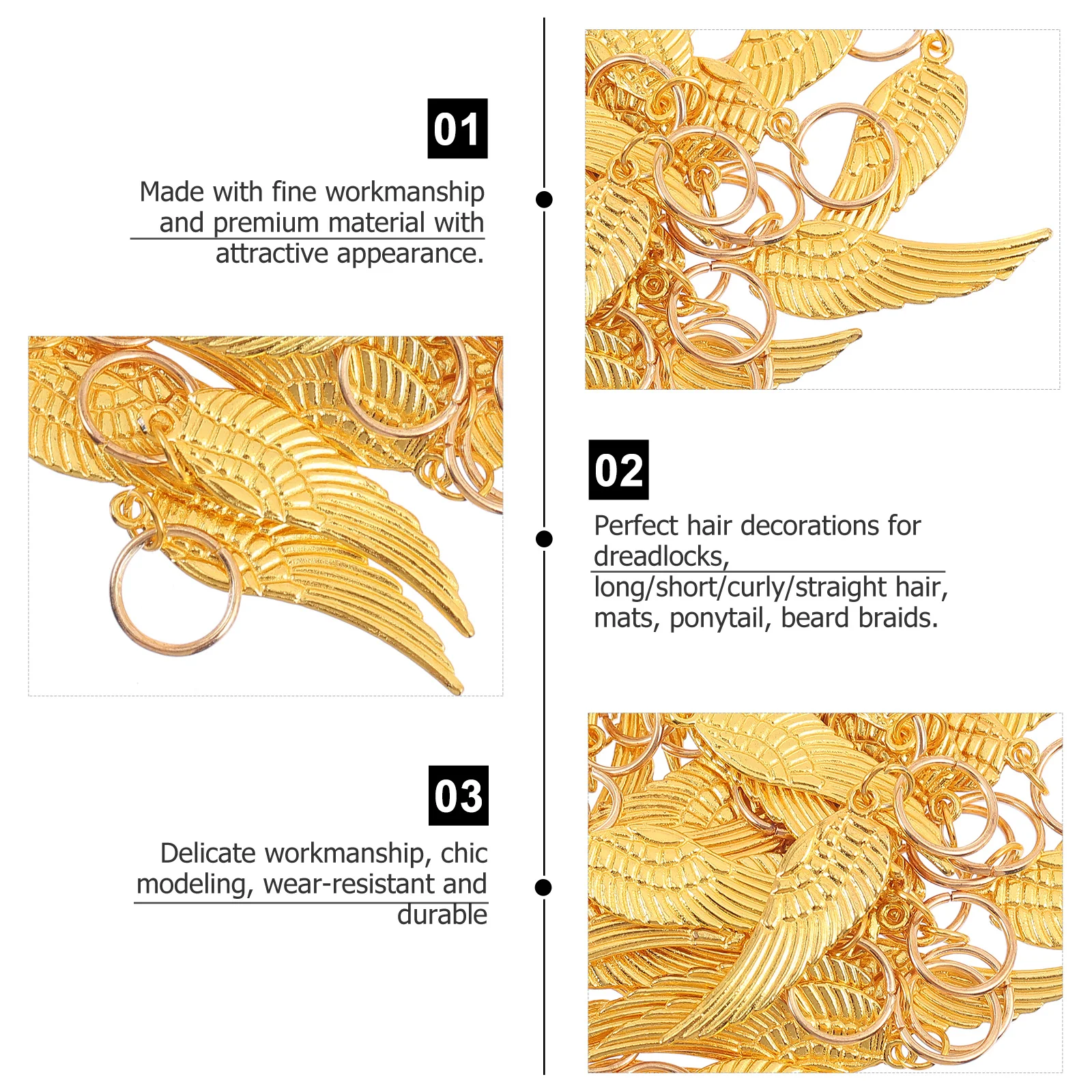 40 pièces pendentif Dreadlock alliage cheveux tresse anneaux tenue sécurisée postiche parure rapide à porter mode cheveux décoration accessoires