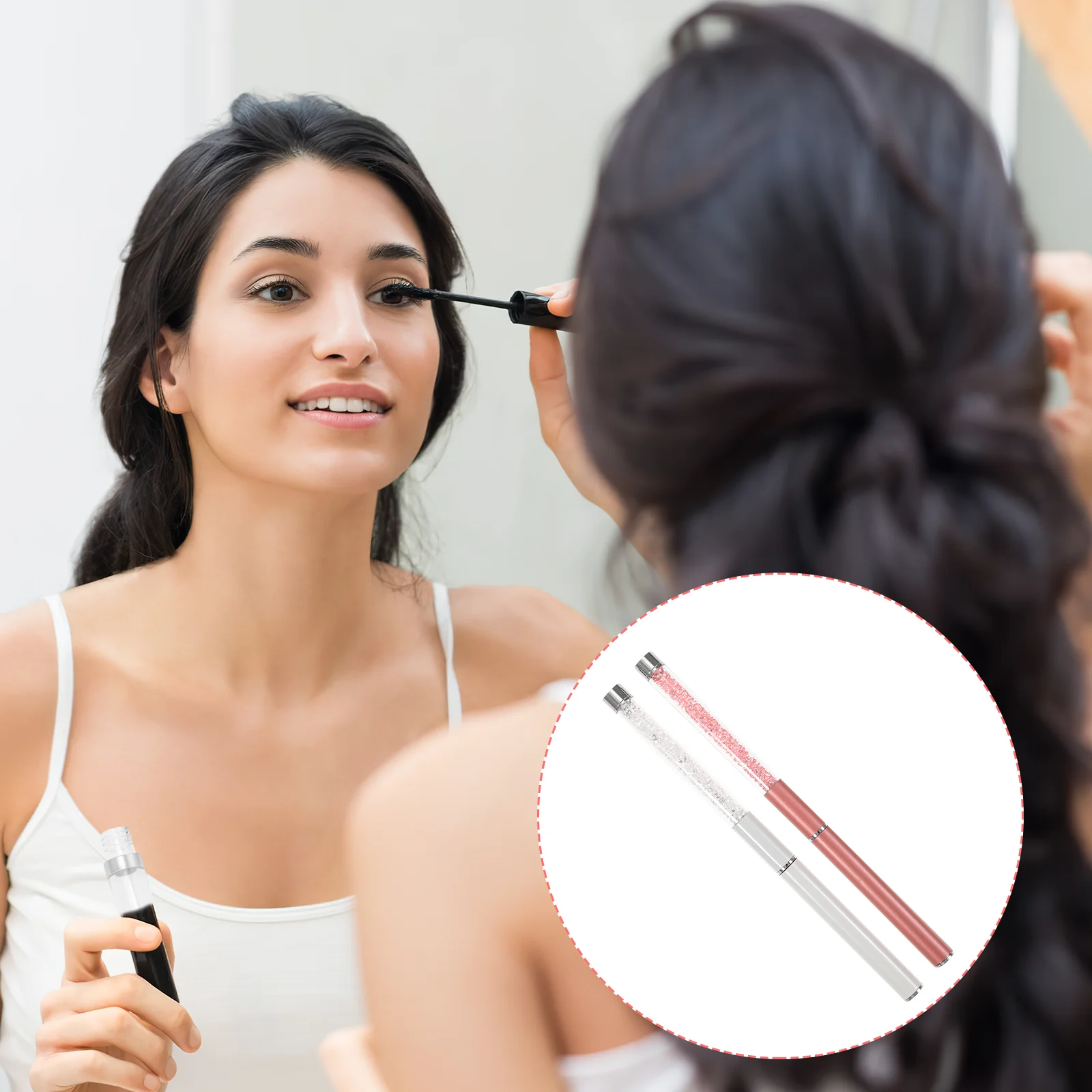 2 pçs espiral escova de cílios fibra lash pente ferramenta para sobrancelha rímel extensão aliciamento maquiagem suprimentos