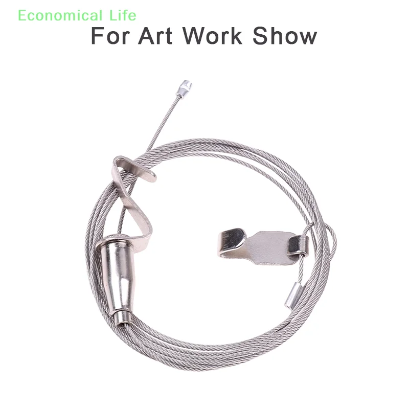 2M Length Thicken Wire Picture Photo Oil Painting Light Chute Track Rail Ceiling Moveable Hook Hanger Clip For Art Work Show