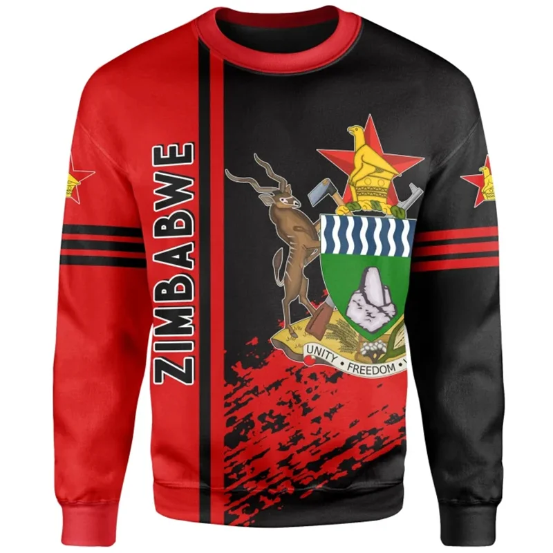 Zimbabwe Flag Map Graphic Sweatshirts For Men Clothes Fashion Women Sweater Casual Male Streetwear Autumn Pullover Boy Tracksuit