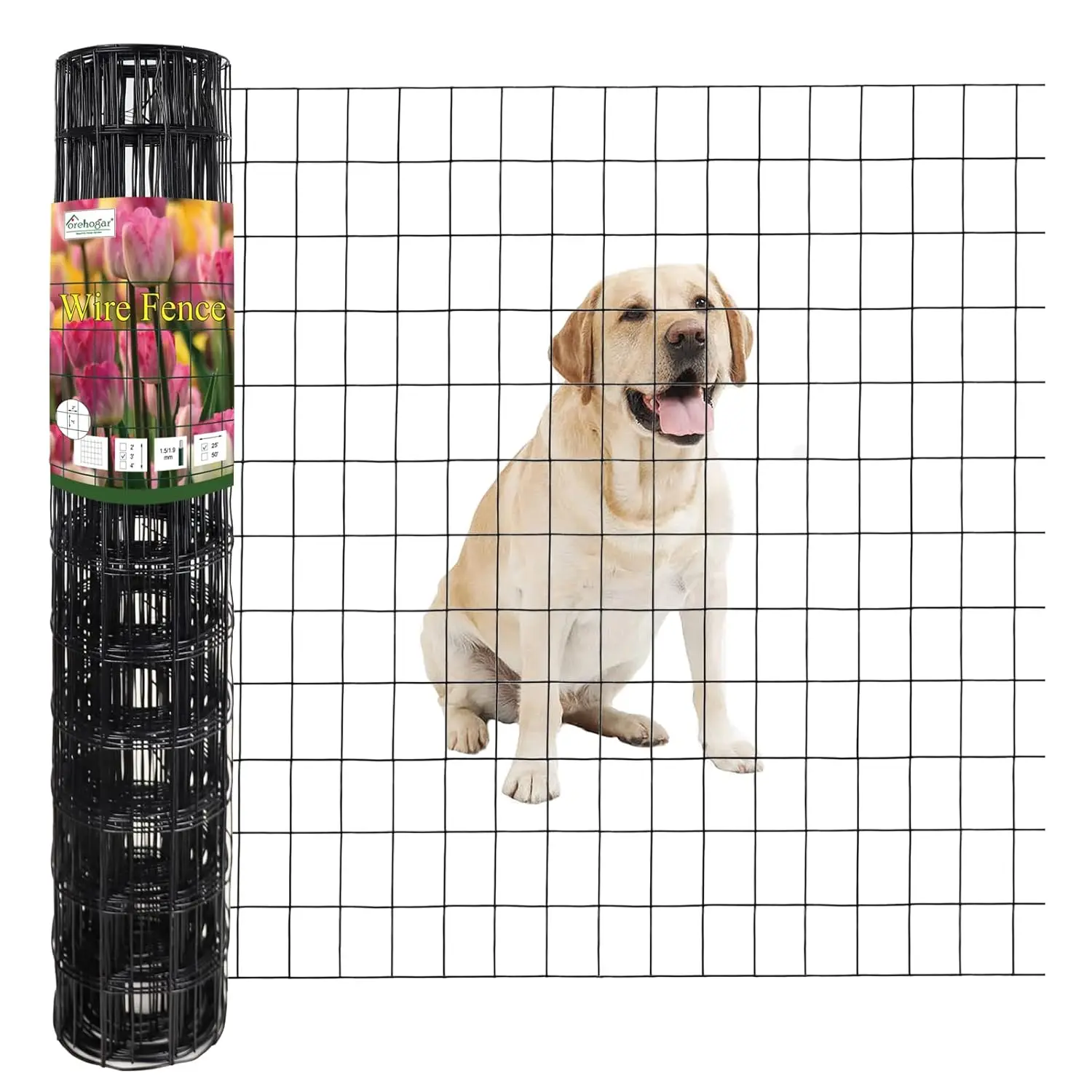 

Black PVC Coated Welded Wire Fence 36"H x 25'L, 2"x3" Mesh for Garden Protection & Animal Barrier