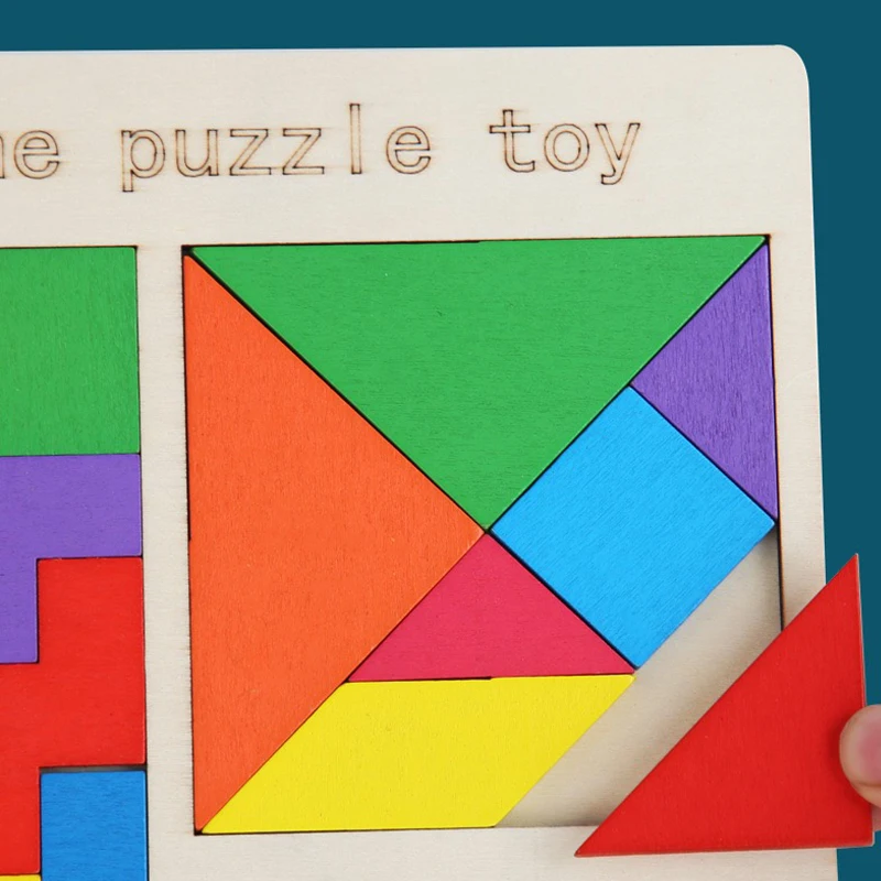 Children Wooden  Jigsaw Block Puzzle Game Tangram Intelligence Early Education STEM Montessori Educational Gift for Kids