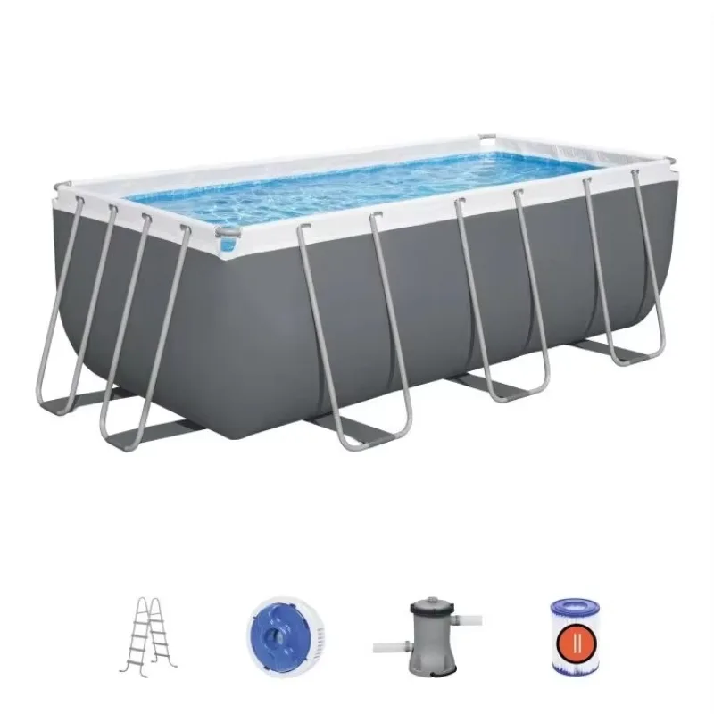 2026 Hot Sale 56456 Outdoor Family Inflatable Rectangular Steel Frame Rectangular Above Ground Swimming Pool